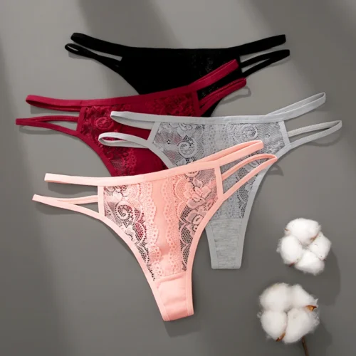 Alternative view of 1PCS Sexy Lace G String Thongs Women Panties Sexy Low Waist Embroidery Female Underpants Breathable Women Lingerie Intimates