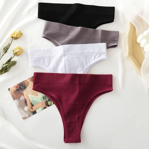 Alternative view of 3PCS/Set Women's Cotton Panties Seamless High Waisted Thongs Comfortable Sexy Female Underpants Panties Briefs Intimates S-XL