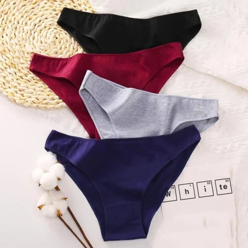 Alternative view of 3PCS Women's Cotton Panties Comfortable Underwear Low Waist Solid Color Briefs Plus Size Female Underpant Panty Lingerie XXL