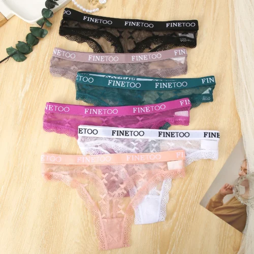Alternative view of 6PCS/Set Sexy G-String Thong Lace Women's Panties Low-Waist Female Underpants Mesh Perspective Briefs Lingerie
