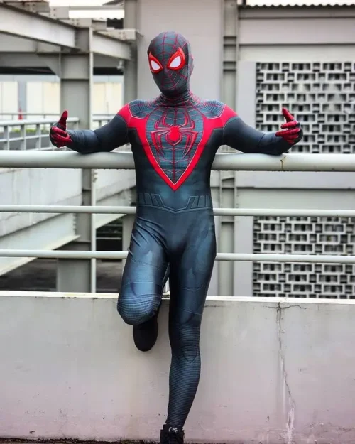 Adults Kids Miles Morales PS5 Spidercosplay Peter Parker Superhero Cosplay Costume Full Bodysuit Zentai Second Skin Party