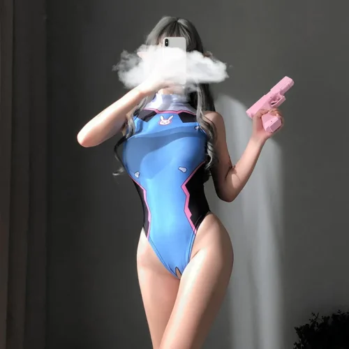 Alternative view of Anime Games Cosplay DVA Printed Sexy Costume for Women Anime Swimsuit Lingerie Bodysuit Swimwear Bathing Suit Open Crotch