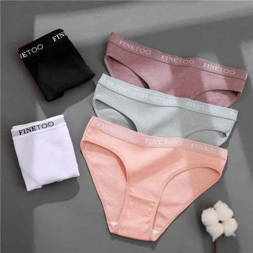 Alternative view of FINETOO 3PCS/Set Women's Underwear Cotton Panty Sexy Panties Female Underpants Solid Color Panty Intimates Women Lingerie M-2XL