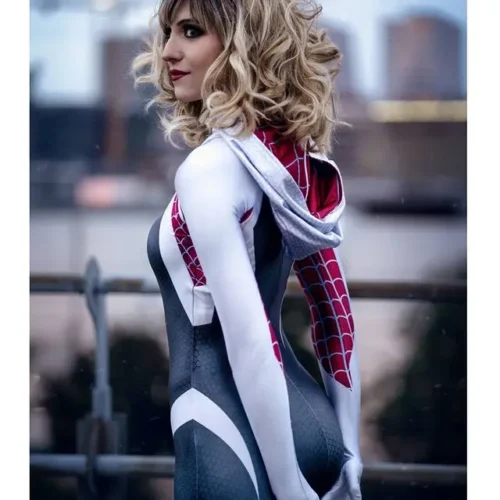 Alternative view of Halloween Adults Kids Gwen Stacy Cosplay Costume Superhero Zentai Suit Female Girls Woman Full Bodysuit