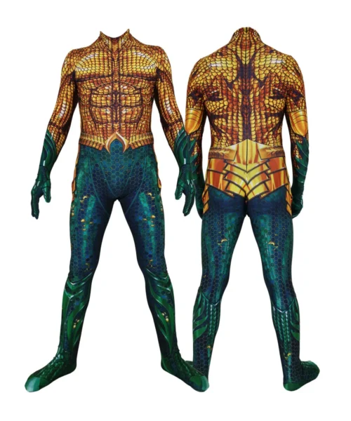 Alternative view of Halloween Aquaman Cosplay Costume Superhero Arthur Curry Orin Zentai Bodysuit Suit Jumpsuits Adult Kids