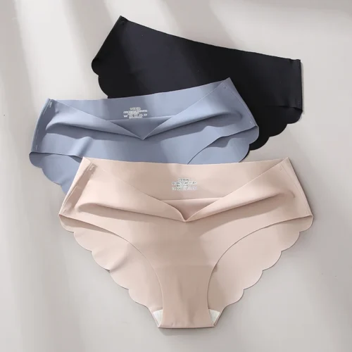 Alternative view of Seamless Panties Women Underwear Ice Silk Sexy Comfort Briefs Female Underpants Women Lingerie M-XL 3PCS/Set