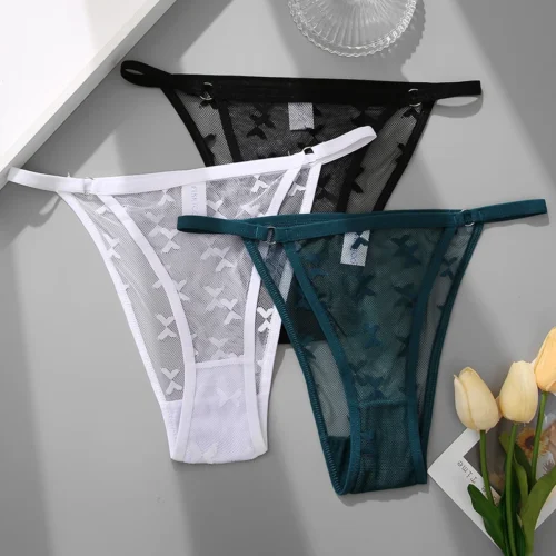 Alternative view of Women's Panties Perspective Underwear Sexy Panties Mesh Low Waist Female Underpants Solid Color Comfort Lace Briefs Lingerie S-X