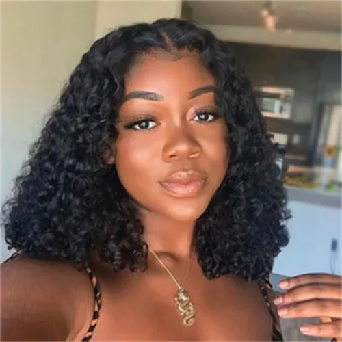 Short Bob Curly Wig Lace Front Human Hair Wigs Brazilian Water Wave Wig Transparent 13x4 Deep Wave Lace Frontal Wigs For Women