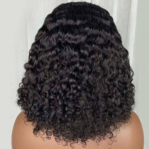 Alternative view of Short Bob Curly Wig Lace Front Human Hair Wigs Brazilian Water Wave Wig Transparent 13x4 Deep Wave Lace Frontal Wigs For Women
