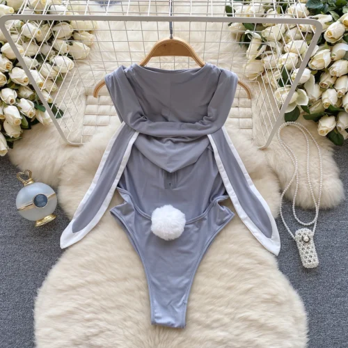 Alternative view of HotSweet Sexy Women's Bodysuit Rabbit Girl Cosplay Uniform Sleveless Jumpsuit Backless Sexy Hollow Lingerie Sweet Cute Rabbit
