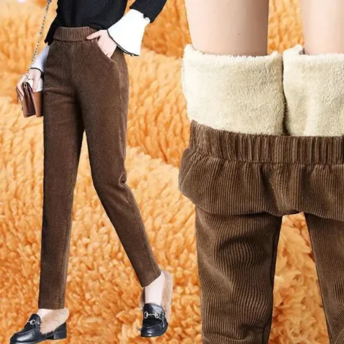 Alternative view of Plush Thick Casual Pants Women's Corduroy Warm Pants Autumn Winter Leggings Harem Pants Trousers High Waist Women Брюкиженские