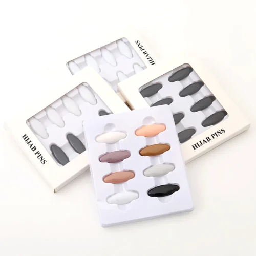 8pcs/Box Muslim Hijab Pins Colorful Black and White Safety Pins Clips Ladies Hair Dressing Accessories Brooches