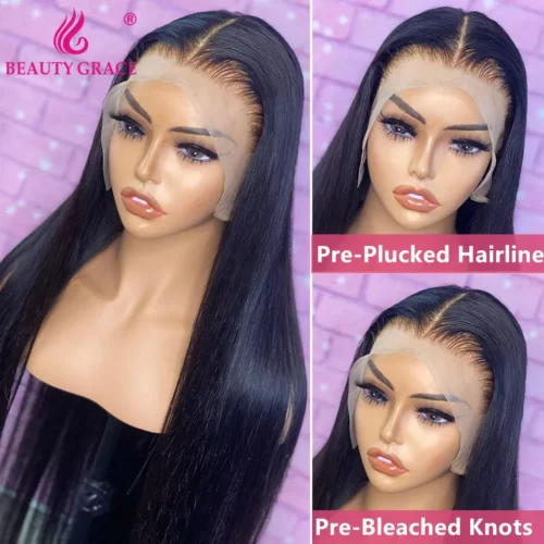 Alternative view of Wigs Human Hair Lace Frontal Wig Brazilian Straight Human Hair Wig 13X4 Lace Front Wig 4X4 Lace Closure Wig Human Hair Wig