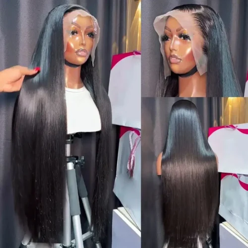 Alternative view of Hair Wigs Brazilian Natural 13x6 Bob Wig Straight Lace Front HumanShort Pre Cut Pre Plucked HD Transparent For Women choice