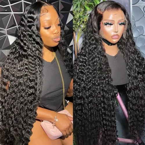 Alternative view of Curly Lace Front Human Hair Wigs For Women Brazilian Pre Plucked 30 Inch Loose Deep Water Wave 13x6 Hd Lace Frontal Wig