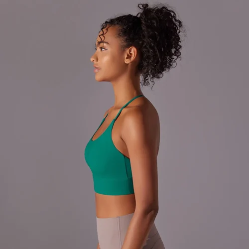 Alternative view of New Light and Thin Senseless Hanging Neck Yoga Bra Women's Triangle Sports Vest Tight Sports Bra Yoga Dress Top Outdoor Wear