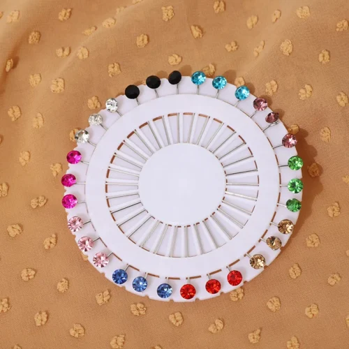 Alternative view of Muslim Hijab Clips For Rhinestone Crystals Brooch Scarf Safety Pins Enamel Pins Jewelry Decoration Straight Head Pin