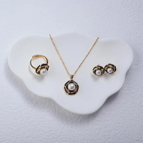 Alternative view of Authentic freshwater pearl necklace pendant earring ring set natural round 7-10mm young lady daily wear fashion gift for her