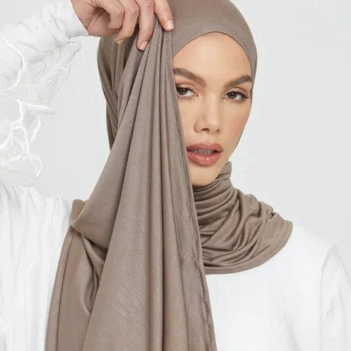 Alternative view of Modal Cotton Jersey Hijab Scarf For Muslim Women Shawl Stretchy Easy Plain Hijabs Scarves Headscarf African Woman Turban Ramadan