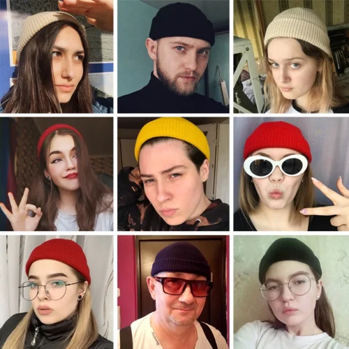 Alternative view of Winter Knitted Hats Women Skullcap Beanie Hat Men Retro Brimless Baggy Melon Cap Cuff Docker Hip Hop Beanies Hats Elastic Unisex