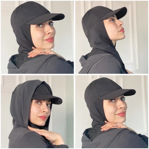 Alternative view of Musilm Women Chiffon Hijab With Base Ball Cap Summer Sports Cap With Chiffon HIjabs Ready To Wear Instant Chiffon Sport HIjabs