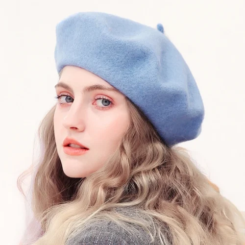 Alternative view of 100% Wool Beret Hat Women Winter Thick French Hat Girls Solid Color Autumn Berets Caps Hats For Women Flat Cap Hat Felt Berets