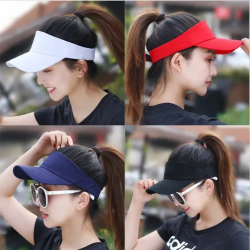 Alternative view of Sun Hat Women Baseball Cap Summer White Sun-Proof Caps Empty Top Visors Seaside Outdoor Sport Tennis Golf Hat
