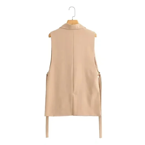 Alternative view of KAOPU ZA Women Fashion With Taps Side Vents Waistcoat Vintage Sleeveless Front Button Female Outerwear Chic Split Vest Tops Suit