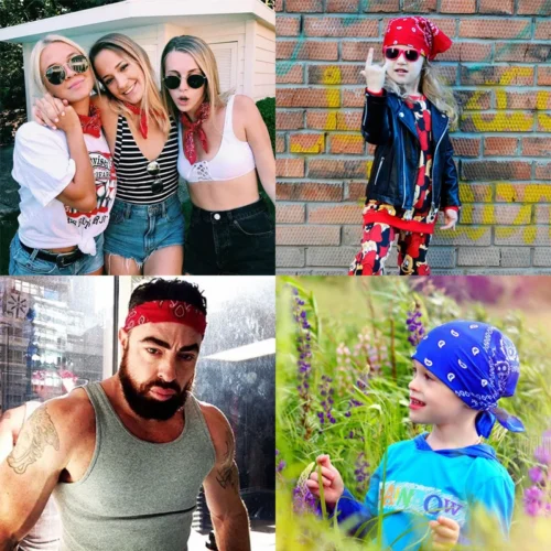 Alternative view of Unisex Men Women Bandana Hairband Cowboy Mens Biker Sports Headwear Wrist Hairwrap Paisley Head Wrap Square Scarf