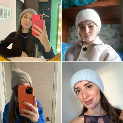 Alternative view of Women Winter Hat Real Rabbit Fur Winter Hats For Women Fashion Warm Beanie Hats Women Solid Adult Cover Head Cap