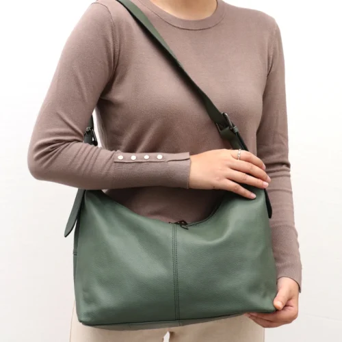 Alternative view of SC Luxury Women Cowhide Crossbody Bag Large Casual Shoulder Purse Wide Strap Handbag Female Daily 100% Genuine Leather Hobo Sack
