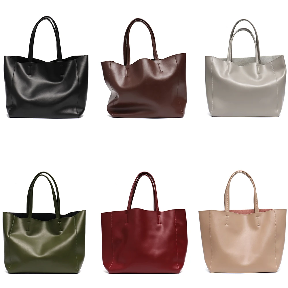 Minimalist Big Tote Bag Women Fashionable Real Leather Shoulder Handbags Casual Large Capacity Daily Use Working Shopping Travel - Image 3