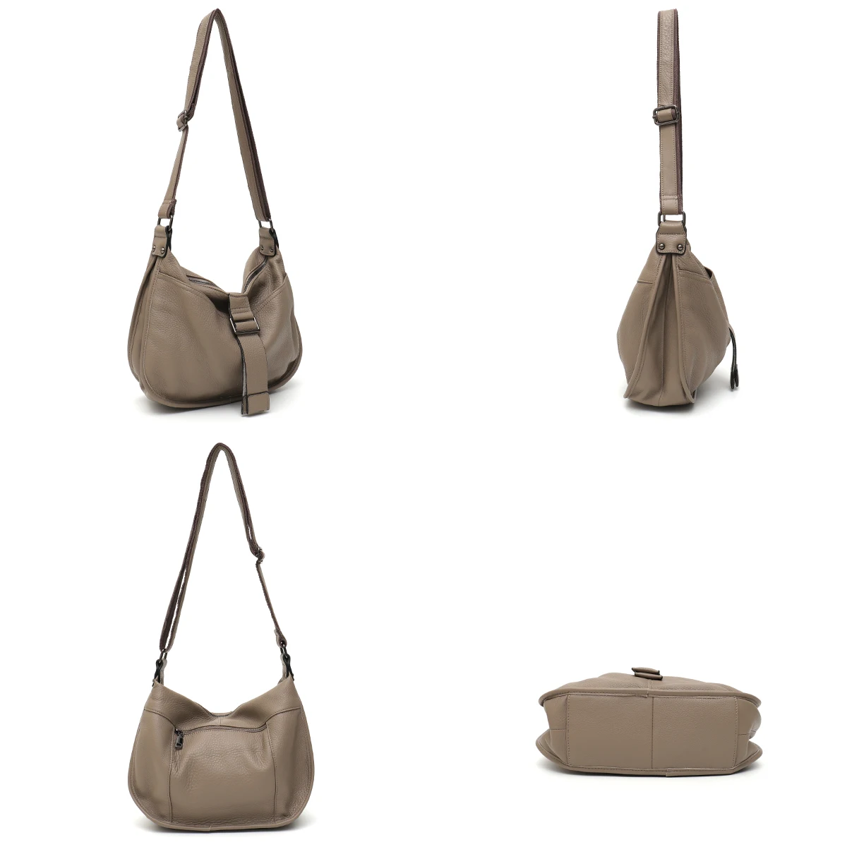 Women Design Style Genuine Leather Shoulder Bag Multi Pockets Casual Daily Slouchy Preppy Chic Handbag Messenger Satchel Purse - Image 5