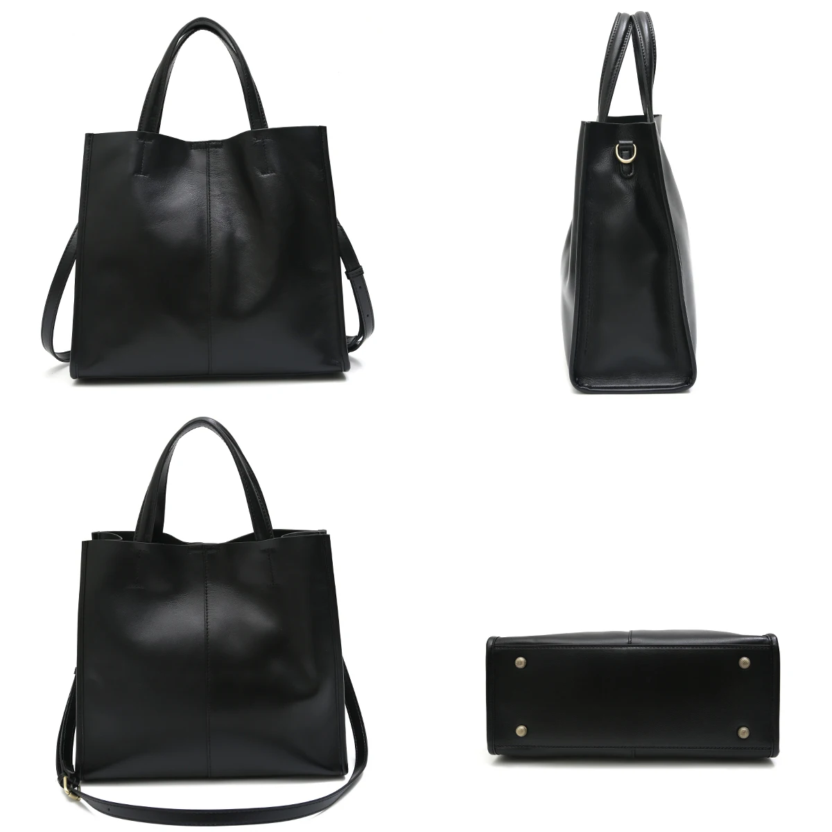 Women’s Classic Genuine Leather Tote Simple Vintage Top-handle Bag Large Capacity Cross body Shoulder Handbag Business Versatile - Image 3