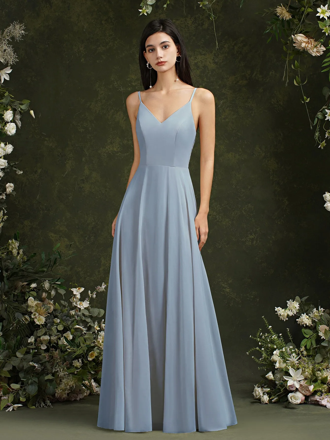 MisShow Chiffon Lace Evening Dresses V Neck Spaghetti Straps Elegant Sleeveless Formal Party Prom Gowns Robe De Soiree Longue - Image 5