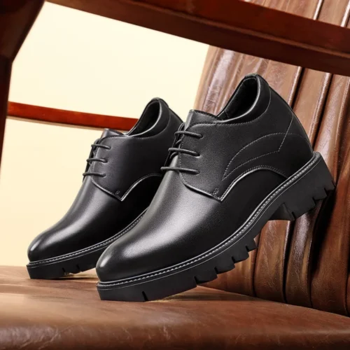 Alternative view of 10cm height increasing cowhide men's shoes, fashionable, casual, business office thick soled men's formal shoes