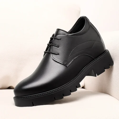 10cm height increasing cowhide men's shoes, fashionable, casual, business office thick soled men's formal shoes