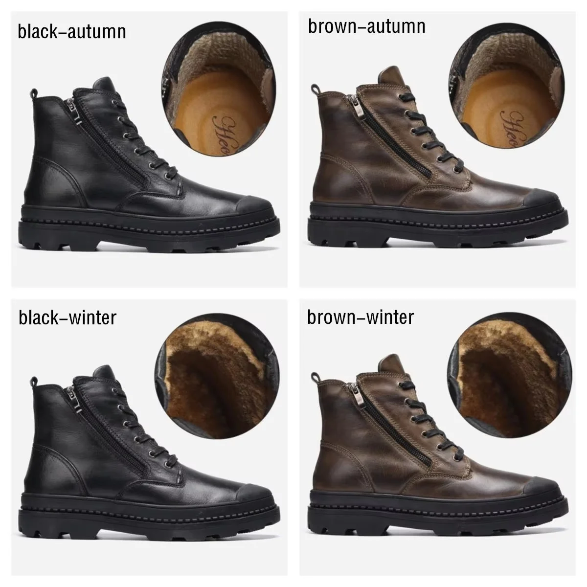 Natural Cow Leather Men Winter Boots Handmade Retro Men Boots Genuine Leather Men Winter Shoes #9550 - Image 6