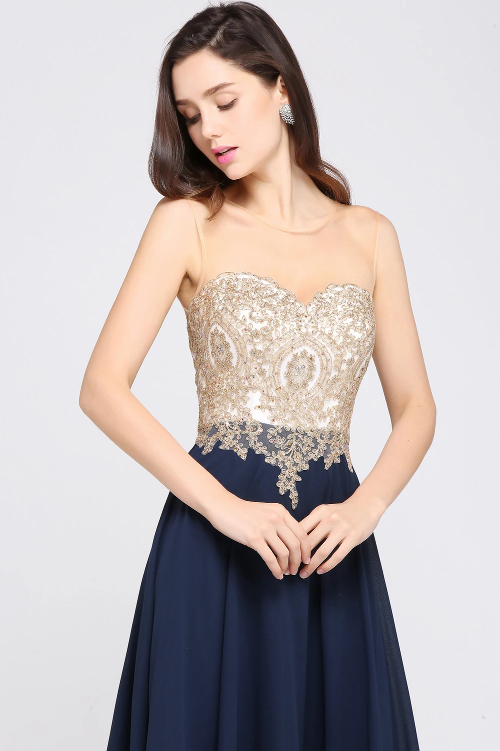 Lace Chiffon Long Evening Dresses Backless Women A-line Sweetheart Beaded Elegant Formal Prom Wedding Party Gown Robes De Soirée - Image 2