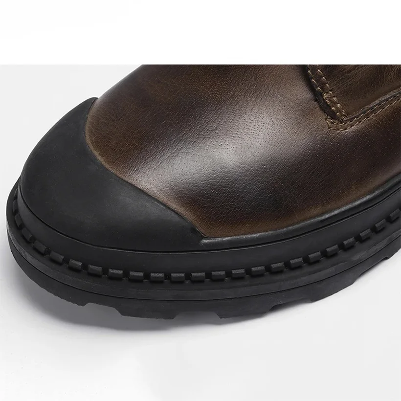 Natural Cow Leather Men Winter Boots Handmade Retro Men Boots Genuine Leather Men Winter Shoes #9550 - Image 5