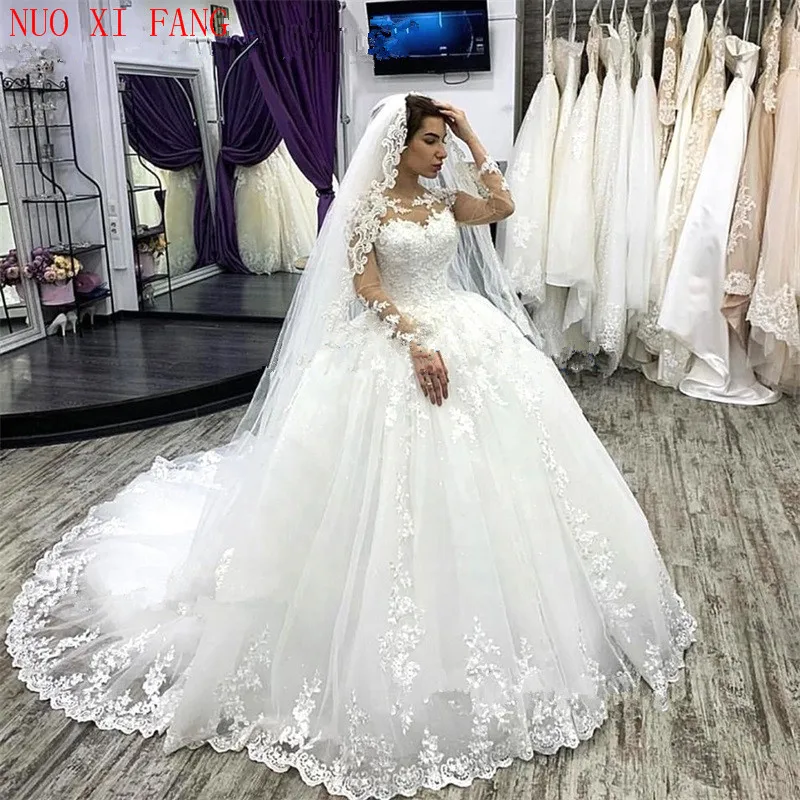 Customized Elegant Long Sleeves Plus Size Wedding Dress White Robe De Mariee 2024 Appliques Lace Bridal Gowns Vestido De Novias - Image 3