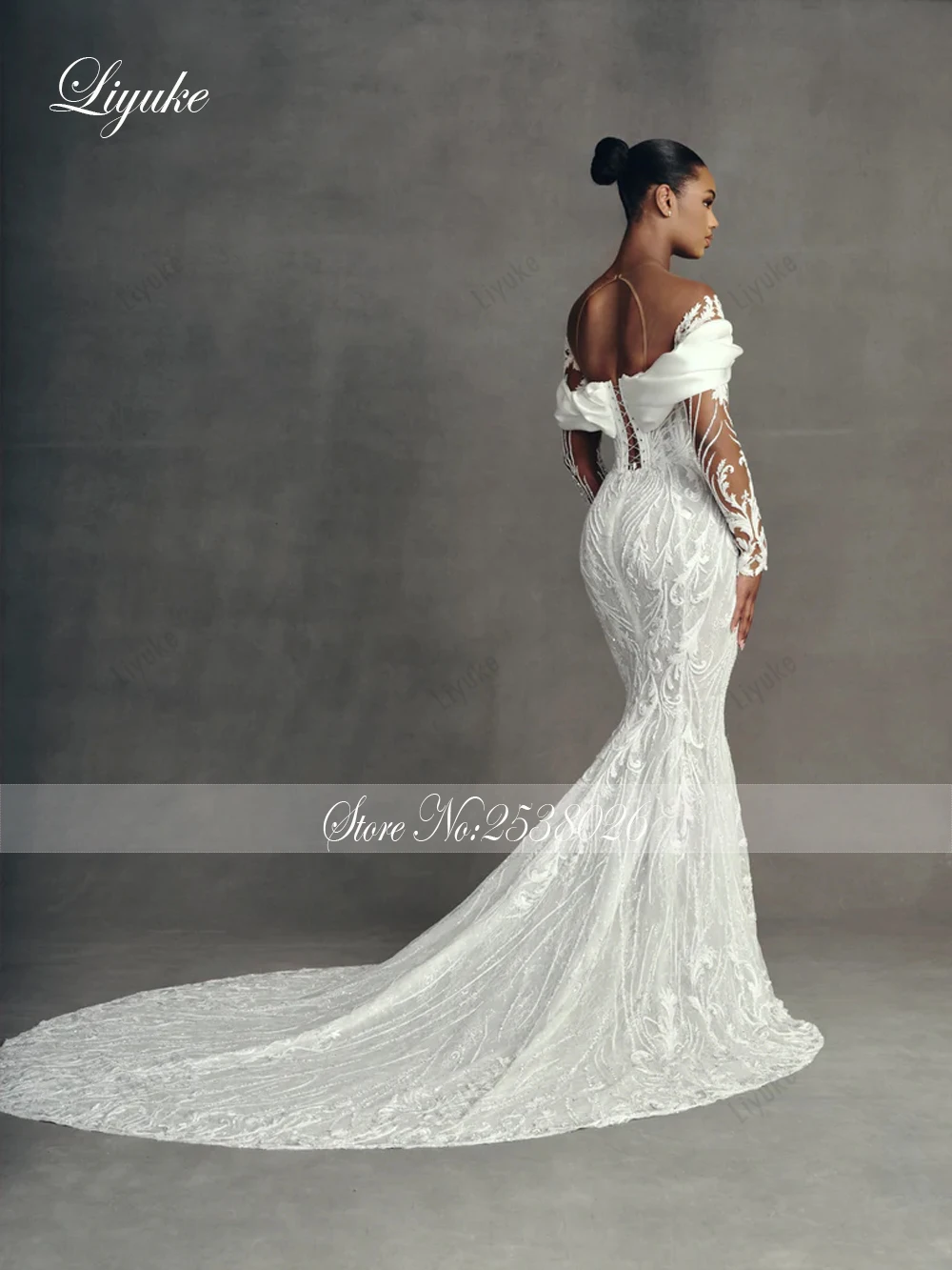 Liyuke Custom Made Luxury Embroidery Mermaid Wedding Dresses Robe De Marriage Removable Train 2 In 1 Lace Trumpet Bridal Gowns - Image 4