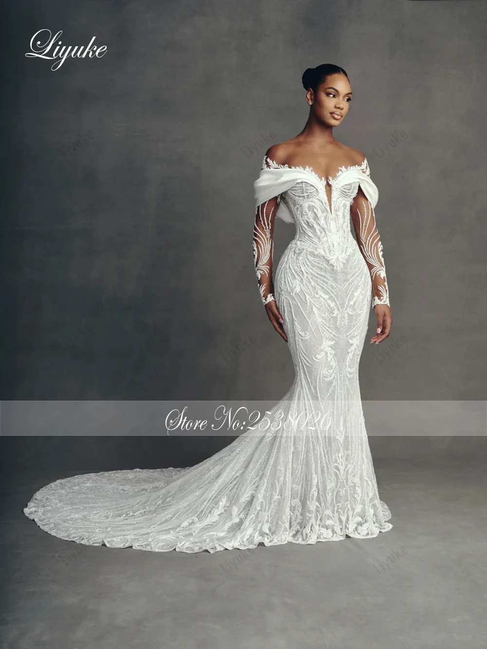 Liyuke Custom Made Luxury Embroidery Mermaid Wedding Dresses Robe De Marriage Removable Train 2 In 1 Lace Trumpet Bridal Gowns - Image 2