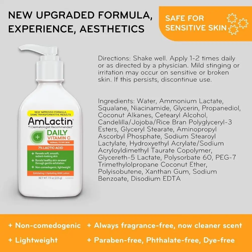 Amlactin Moisturizing Body Lotion With Fruit Acid Gently Exfoliates Dead Skin Cells Reduce Roughness For Seasonally Sensitive Sk - Image 3
